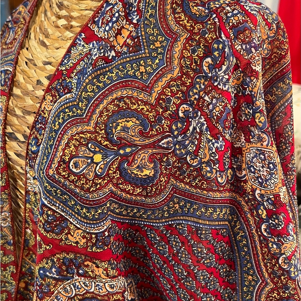Colorful Sheer Paisley Print Scarf Style Jacket
